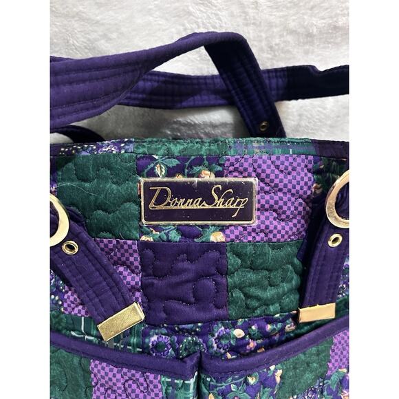Donna Sharp Quilted Floral Patchwork Purple And Green Large Bag And Wallet - Picture 2 of 14